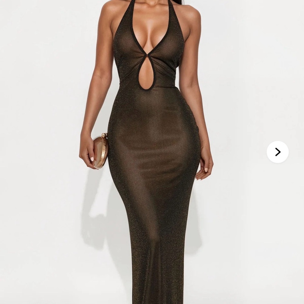 Here For A Good Time Metallic Maxi Dress - Fashion Nova